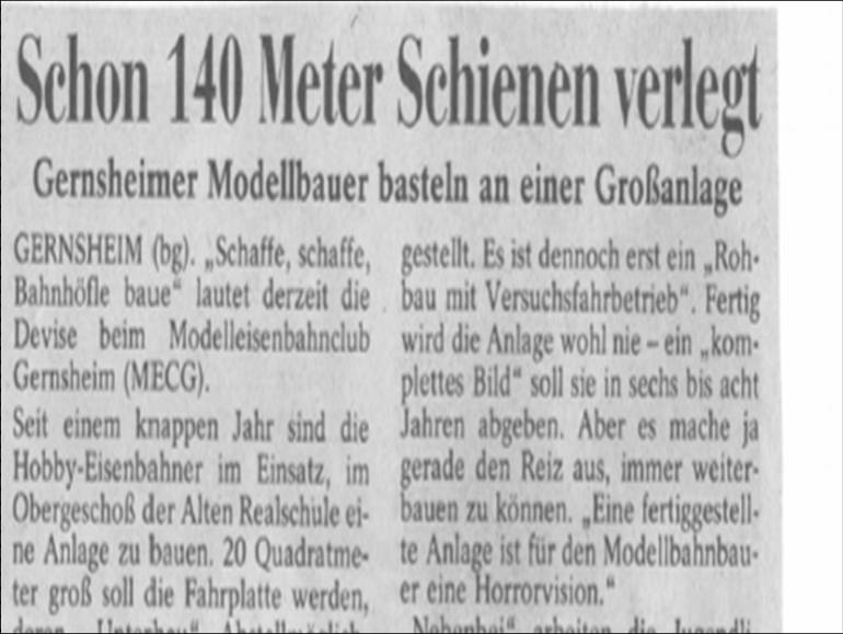 Zeitungsartikel zur Vorstellung der Vereinsanlage