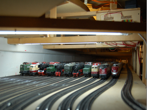 Blick in den Schattenbahnhof